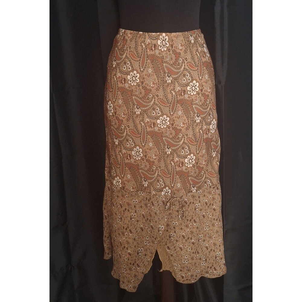 VTG Women Y2K 90s Midi Skirt L Floral Whimsigoth Cottage Fairy Sheer Over